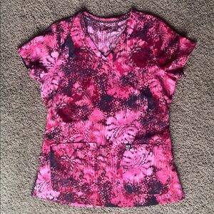 Koi Next Gen Watercolor Snake Print Scrub Top, XS